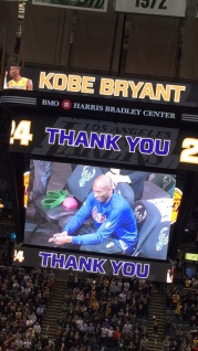 Kobe before his final introduction in Milwaukee.